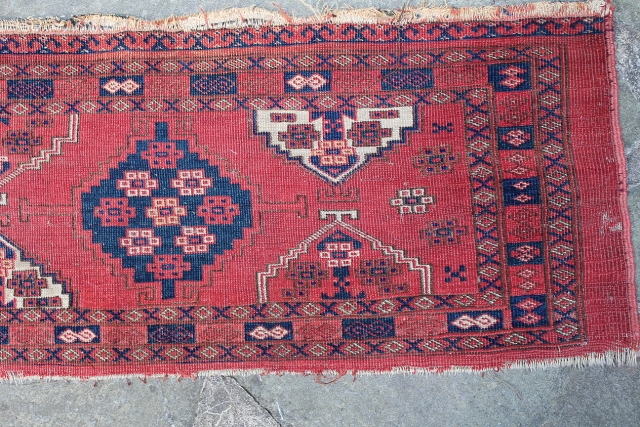 Attractive Antique Turkmen Ersari or Yomut Long Panel. Floppy handle. Low pile. Edge loss on one side.  70 x 16 inches.
www.banjaratextiles.com           
