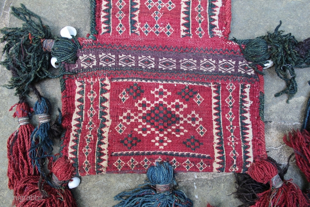 Antique Baluch Salt Bag. 20 x 12  inches (bag). Excellent condition, double-sided. Beautiful tassels.  www.banjaratextiles.com                