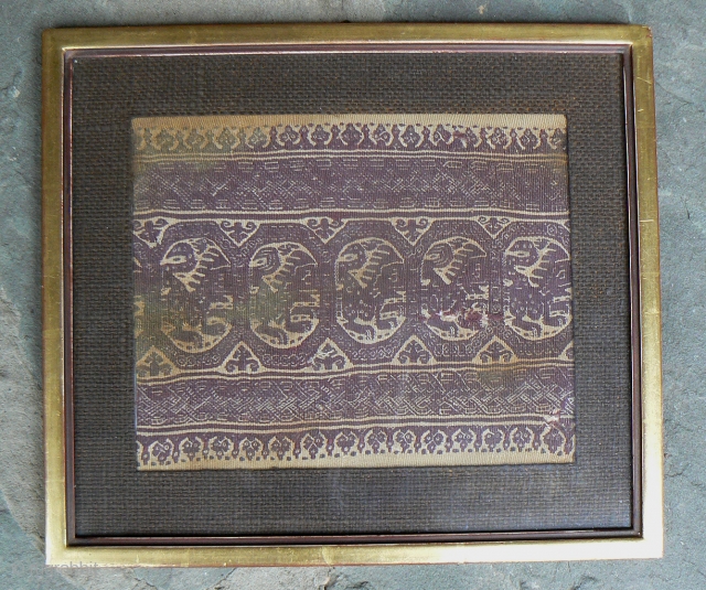 Antique Coptic Textile from the 4th-6th century. The textile is in excellent condition, and it's slightly more burgundy-colored that shown in the photos. In a gold painted wooden frame. I haven't opened  ...