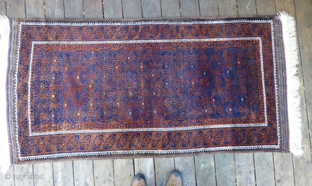 Antique/old Baluch Rug. Excellent condition, medium to full pile throughout, good kilims and selvedges. 84 x 40 inches               