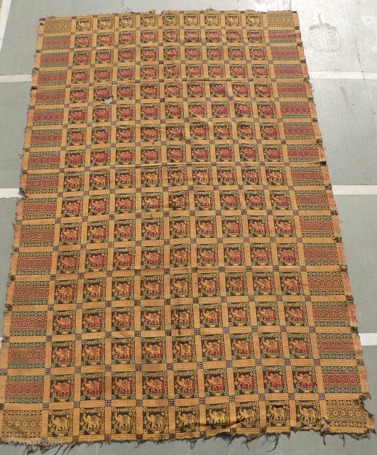 Interesting old textile from Gujarat, India, woven bed cover or blanket, 50 x 80 inches, similar to Khes. My source for this textile claims it’s from Gujarat and it’s rare. I haven’t  ...