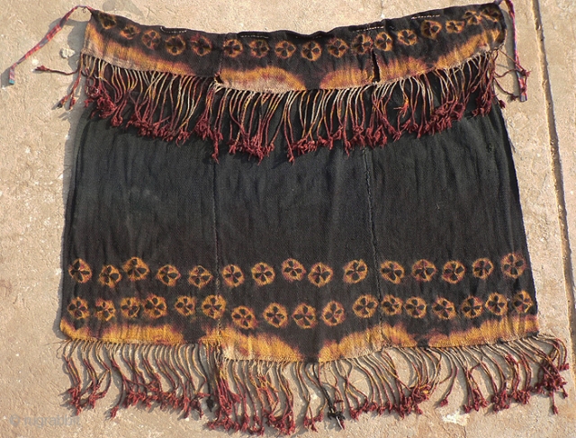 Old Indian Himalayan Zanskar Shawl, from Zanskar region in the Indian Himalayas near the Tibetan border in the state of Ladakh. Approx. 33 inches x 29 inches. Handspun wool, possibly sheep wool  ...