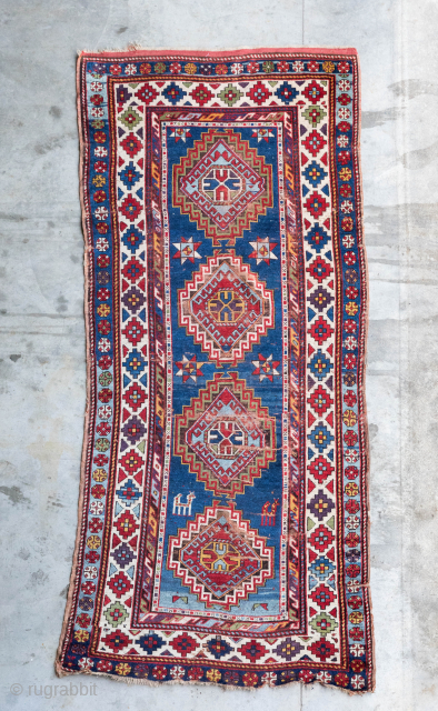 Old Kazak (Mogan) with fresh and gorgeous natural dyes . 
Size: 275/118 cm                    
