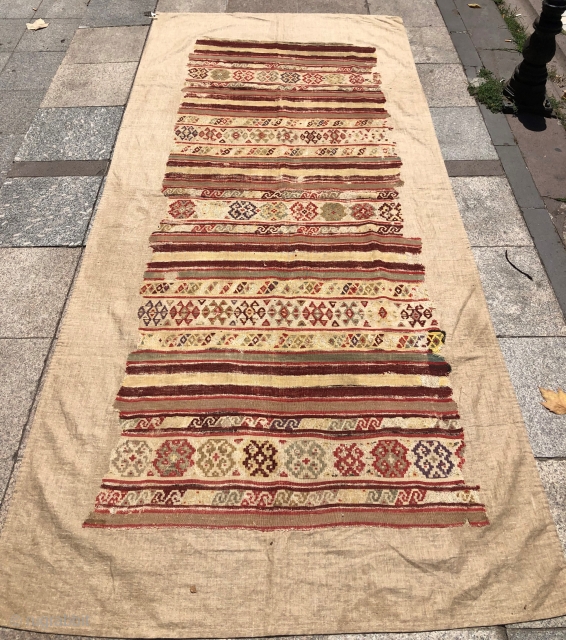 Antique Helvacı Kilim Mount on Fabric 
Size 100x260 cm                        