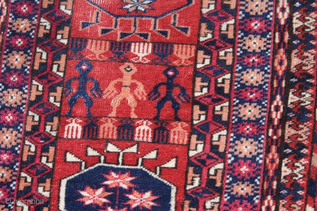 Turkmenistan about 1890 Tekke main carpet 324 x 225 cm, areas of low pile, condition good.                 