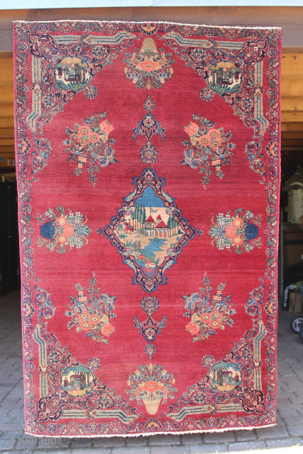 Pictures Kirman around 1900 Good condition considering its age.
Size: 207x130cm
Price: 1200€