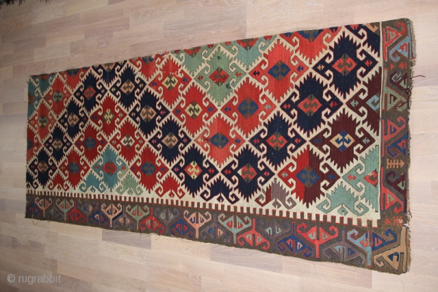 Anatolien Kelim (Fragment) Konya region, Wool on Wool with natural colors
Dimensions: 190 x 78 cm
                  