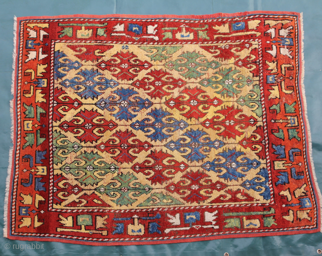 Konya Carpet Central Anatolia, Early 19th Century, beautiful natural colors,
Age now speaks in good condition, an extremely rare colektor's item.
Dimensions: 152x120cm
Please ask for the Price.