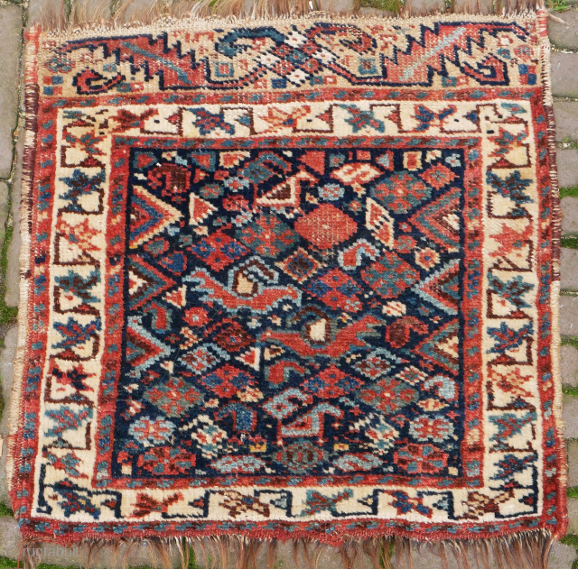 Khamseh or Luri bagface with birds and intersting upper border. 55 x 55 cm.
Please use contactform on beamol.nl