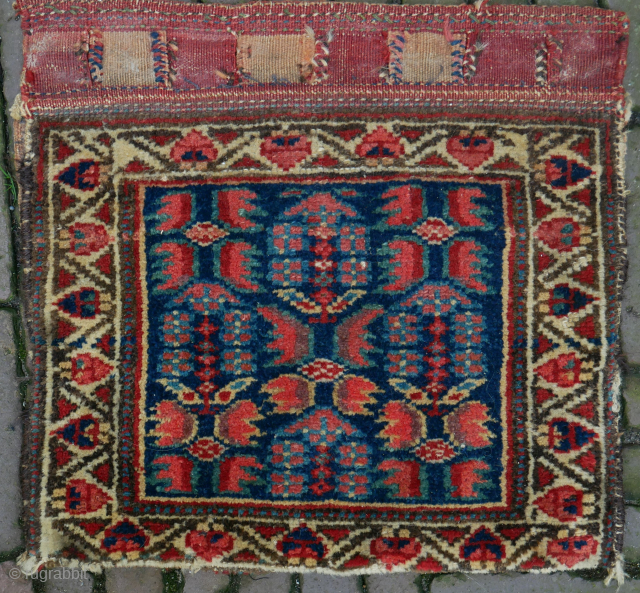 Shahsavan? bag with floral design and vibrant colors. The backside has been added later. 46 x 44 cm. please use contactform on beamol.nl          
