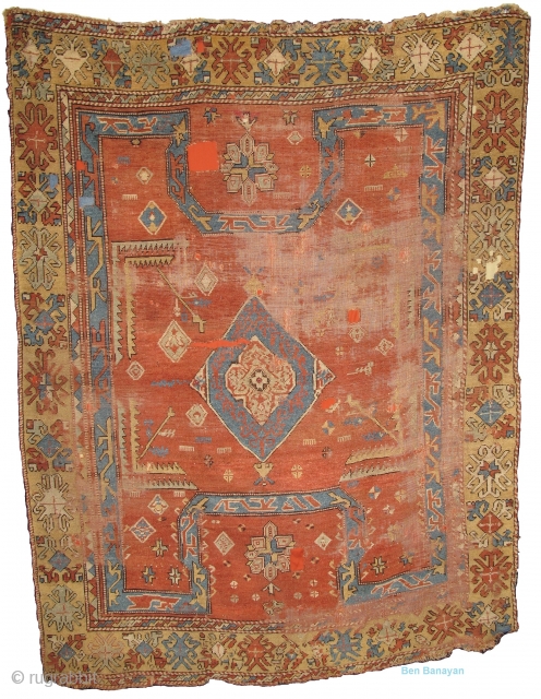 Anatolian Bergama Area Bellini Type Rug. Great scale, soft color with balanced but asymmetric drawing accentuating differences in both top and bottom as well as left and right hemispheres. 
There are five  ...