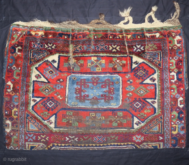 Large, super-colorful East Anatolian Holbein derived rug fragment. Mounted and ready to go. Exceptional wool. apx. 47"x30"                