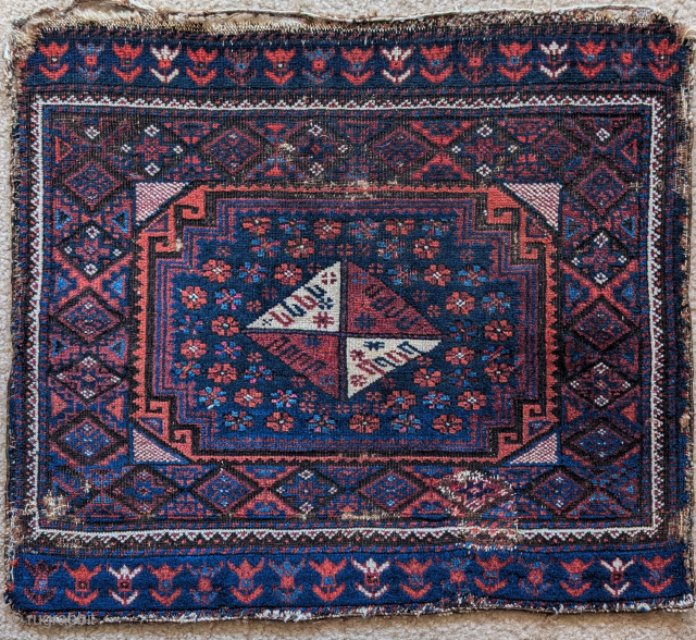 A fine Arab Baluch bag face with silk highlights 
                       