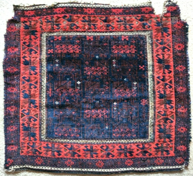 Baluch bird bag with intriguing border, fine weave, saturated natural color.                      