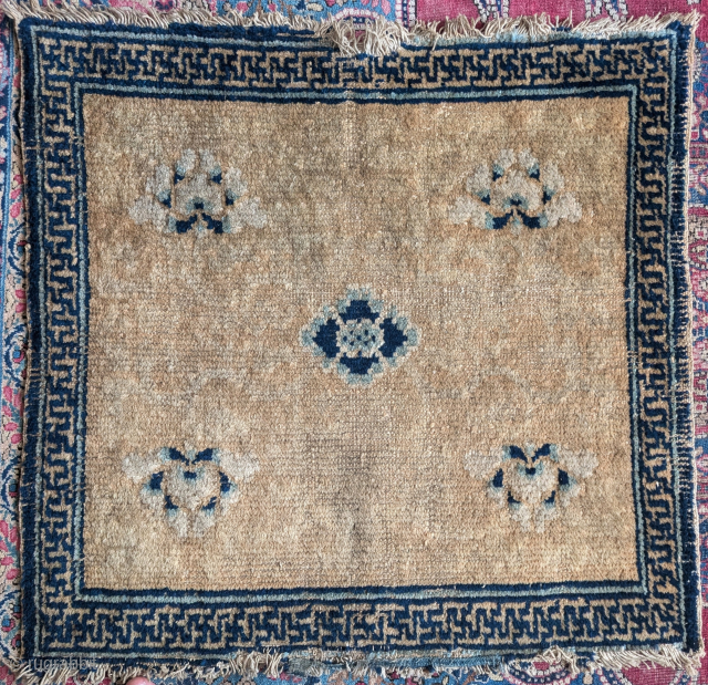 18th century Chinese Ningxia seating square with lotus flower design.                       