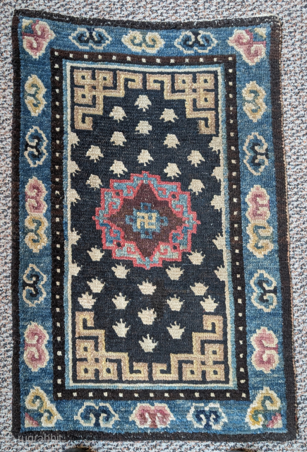 Small Tibetan rug or saddle top. Finer than most, proper 18th century piece                    