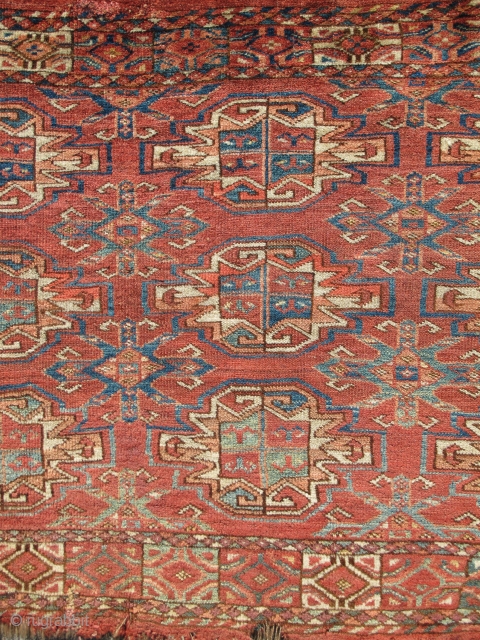 Super Soft Eastern Turkmen Chuval, Kizyl Ayak design but feels more Ersari. Strongly articulated abrash with a multicolored pastel palette at the bottom including purple, several light blues, lemon yellow and sea-greens.  ...