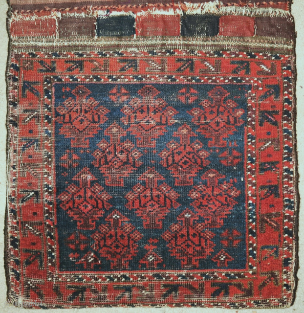Pair of complete green-ground Baluch khorjin with aubergine. Western Afghanistan, color is really good and difficult to capture. Subtle idiosyncratic drawing improvisations throughout. Soft wool, Great colorful striped flatwoven back