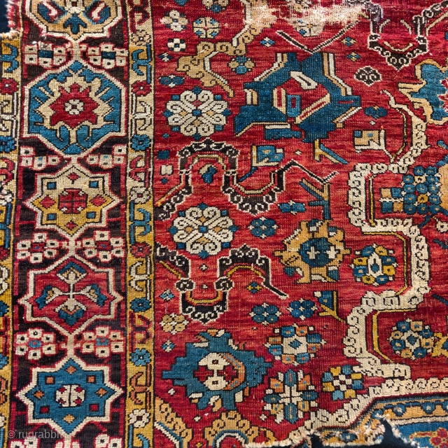 so-called 'Golden Triangle' group carpet. Woven arguably in either Northwest Persia or Eastern Anatolia at a time when the border between these two areas was more fluid, circa 1700? 
size=192x264cm
Sourced in Tibet  ...