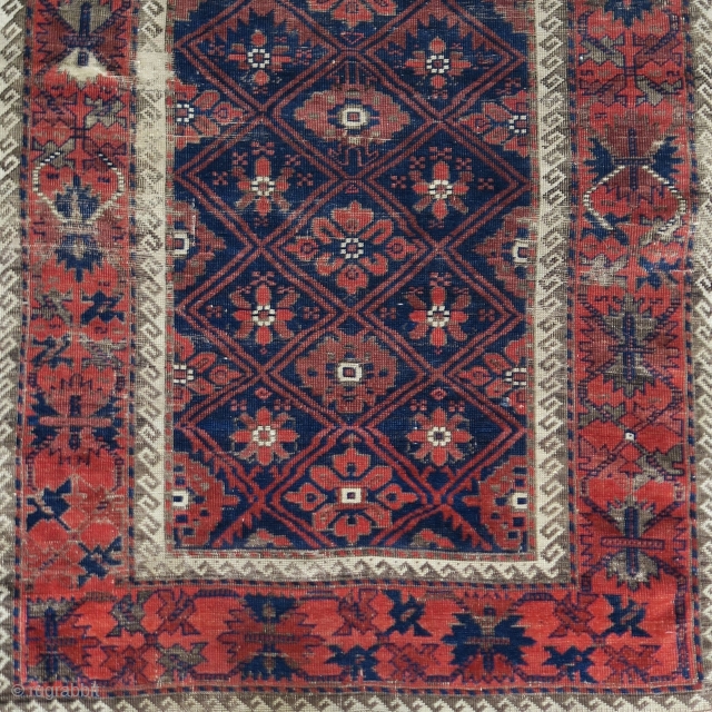 Fine old Baluch minakhani rug, very flat back and a great floppy handle, nice abrash, 3'1"x4'10"                 