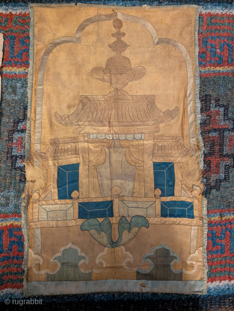 Chinese silk satin applique from a Tibetan temple banner