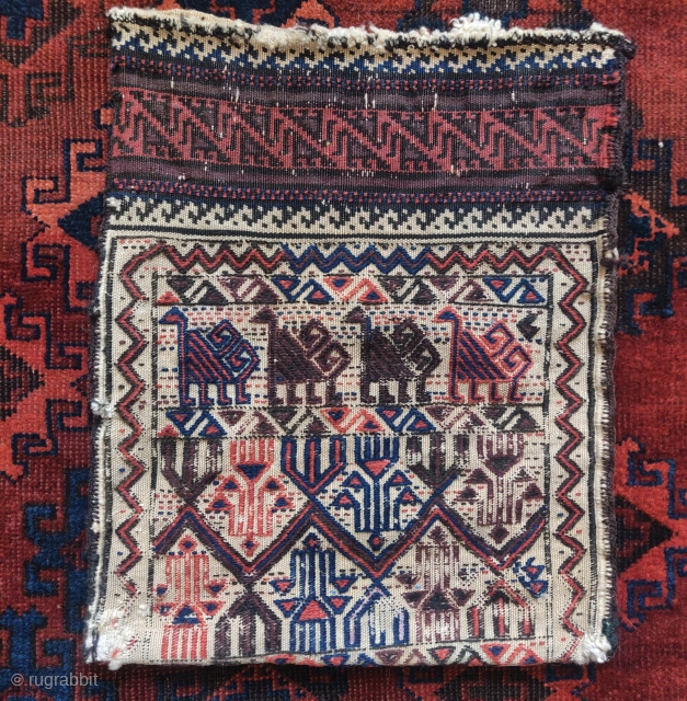 Complete Baluch flatwoven chanteh with animals and Turkmen style shrubs / trees                     