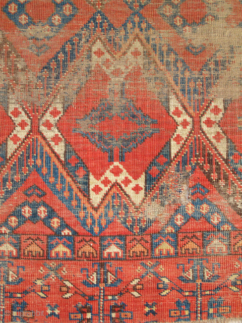 Blasted but Beautiful Ersari / Middle Amu Darya ikat inspired Central Asian chuval. Rough condition but old and thin with a soulful patina. apx. 57"x37"        