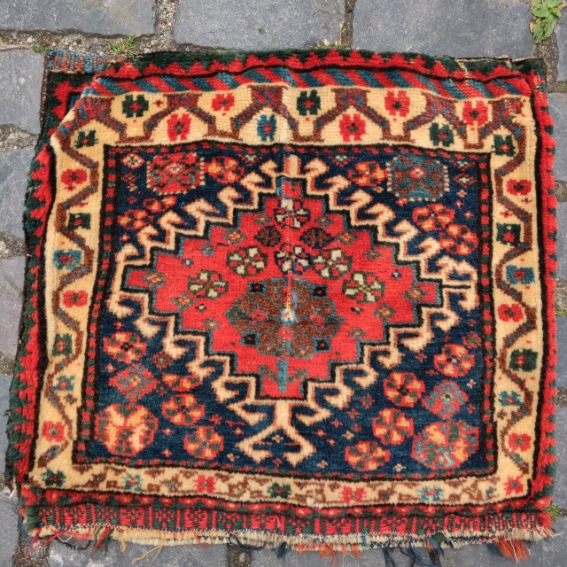 Southwest Persian tribal bag, probably Luri or possibly Qashqai. Very soft  pile and saturated natural colors. 20"x19"               