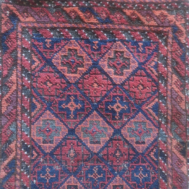 Baluch balisht, Sistan type with camel wool kilim back. Older than most, a good one.                  