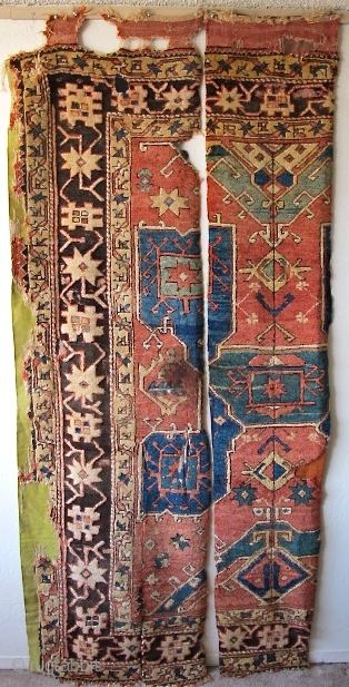 18th century Star Bergama Fragments, 2/3 of the rug, (I don't know why it was cut or where the final third is.) Several examples of this type are known. This piece has  ...