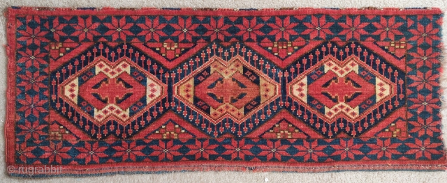 Turkmen Middle Amu Darya region torba or trapping with an ikat derived field and stylized floral border. 4'0"x1'7"               