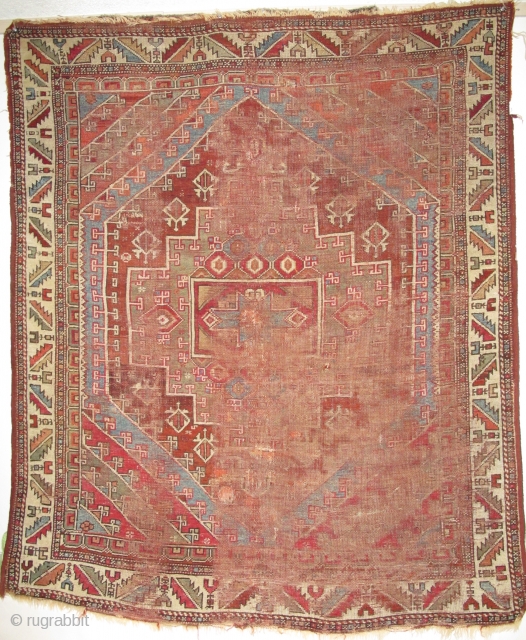 Ghirlandaio Variant Bergama / Ezine West Anatolain Rug, whipped but rather classic looking.                    