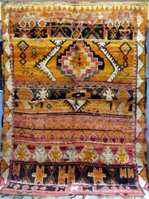 Rf 13-Ait Ouaouzguite Berber rug ( Ait sadden ), colours from plants, 210 x 156 cm, circa 1900s.               