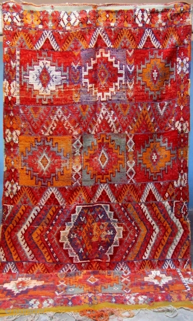 Rf 29-Ait Ouaouzguite Berber rug ( Ait Tamassine north ), wool, natural colour, 327 x 138 cm. Documented in TASNACHT book (1999  by Kurt Reiner).       