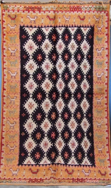 Rf 44- Berber rug ( Ait znaga south ),wool, 210 x 123 cm, circa 1970-75s.                  