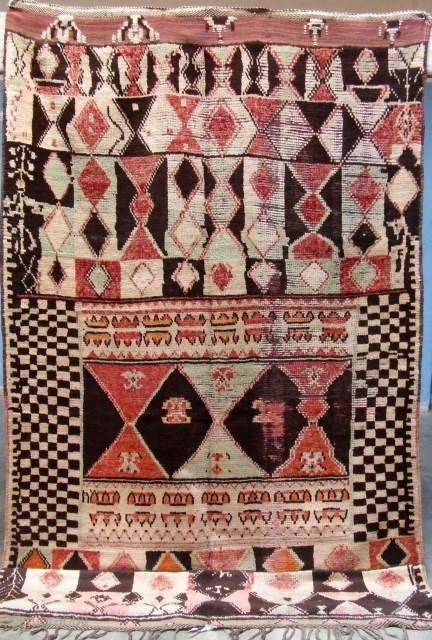 Rf 9-Anti-atlas rug ( Telwate ), wool,  natural colour, 271 x 143 cm, circa 1900s.                 