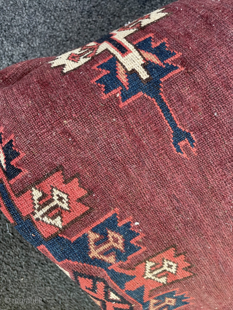 Todays Early Turkmen find from a Swiss Eststate, unwashed, has some moth spots, finer then usual weave, lovely purple touch, velvet like wool quality, 176 x 300cm      