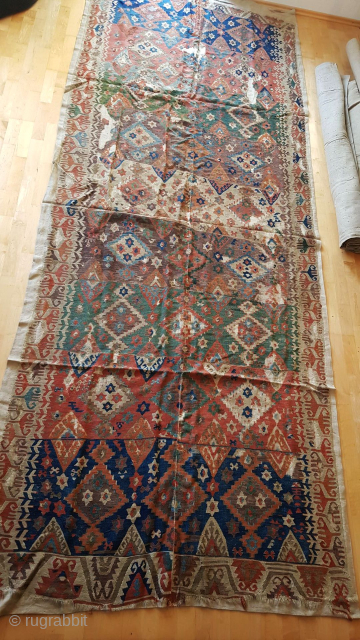 this is a 19thc central Anatolian kilim, good enough for every collection. hard to find nowadays. Available
                