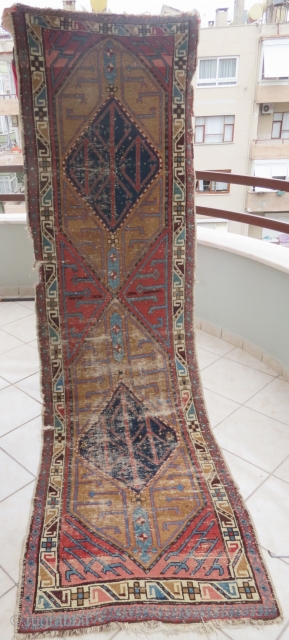 Imo a Shahsavan runner, size is 78 x 270 cm, a quite rare type, with such narrow borders and the field design, I place this rug into tha first half of the  ...