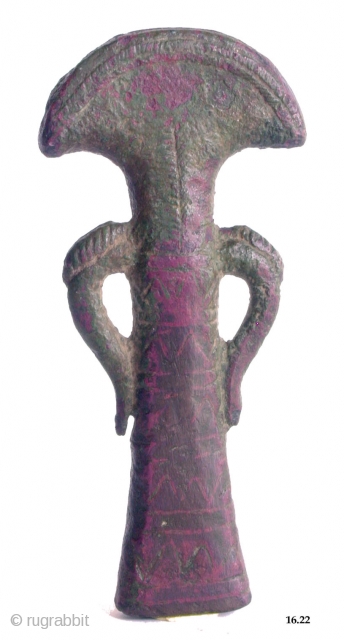 Handle of a Mirror
Baluchistan
Kulli Period, 3000-2300 BC
Copper with nice patina
12cm
Please ask for more information or pictures
Please visit my website www.m-beste.com             