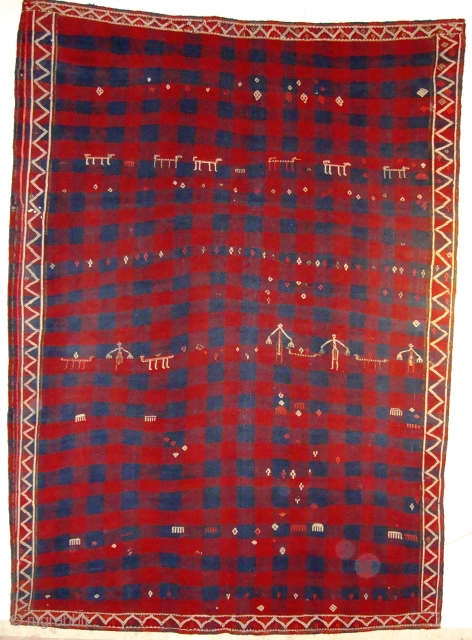 716 This a is a turkish-Verneh (2.48x1.80m)from the kurdis people in east Turkey,in a very good condition made about beginning 20th cent.           