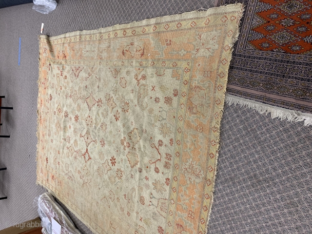 Antique Oushak rug
6’11” by 9’4”
 As found. Nice colors and example
$1,950 SOLD
                     