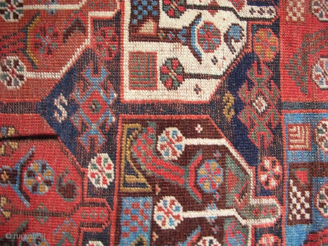 Khamseh rug 6'4"x 3'11' Repiled areas in the indigo field                       