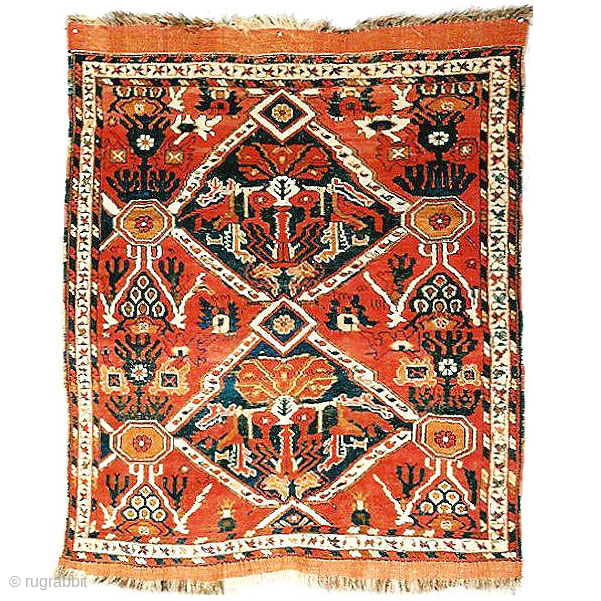 Afshar Rug  

4’ 6” x 3’ 11”

Published: Tribal Rugs of Southern Persia, James Opie, 1981. Pg. 192 & 193

James Opie wrote: “It is difficult to tell whether the secondary designs in  ...