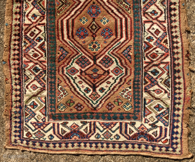 A long fragment an old Kurd Serab runner, 92 inches long and width varies from 35 to 37 inches. Probably about half of what was once a long Serab runner. It has  ...