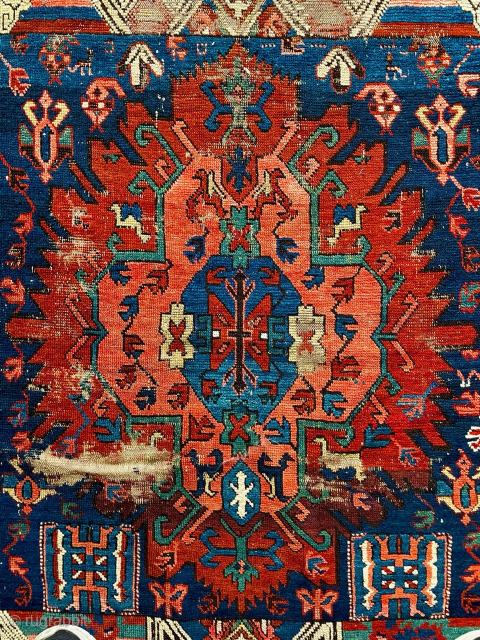 Antique Kuba Zeichor rug, could date well back in the 19th C.  Size is 64 in. x 47 in. (163 cm x 120 cm)    Some of its features  ...