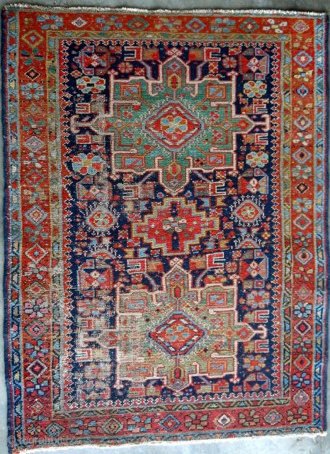 Karadja - 3'1" x 4' Beautiful color.  Wear along one side.  Nice size.                  