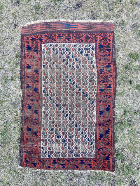 Baluch - ivory ground , time-worn, rough condition, as found. $145/ BO contact info: rmartin4155@gmail.com                  