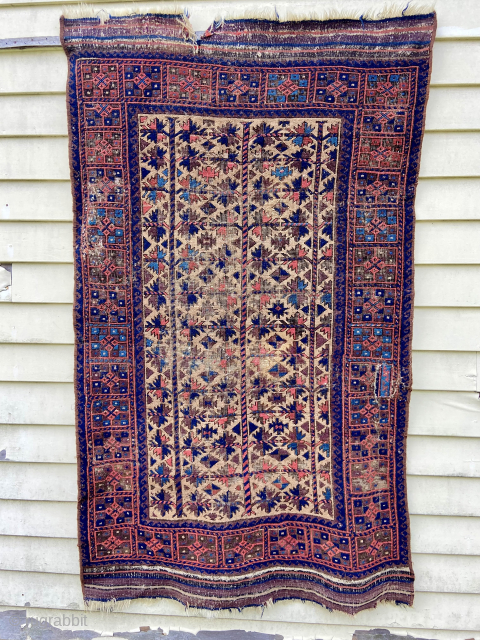 Time worn Baluch with some old crude repairs. If interested please Email: rmartin4155@gmail
