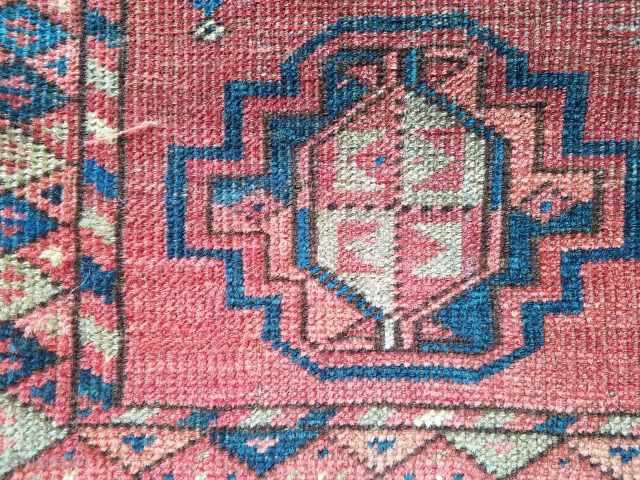 Ersari Afgan - about 5.9 x 3.10 (not including kilim remnants).  Central wear.  No repairs.  Nice use of green.           